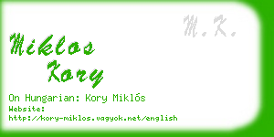 miklos kory business card